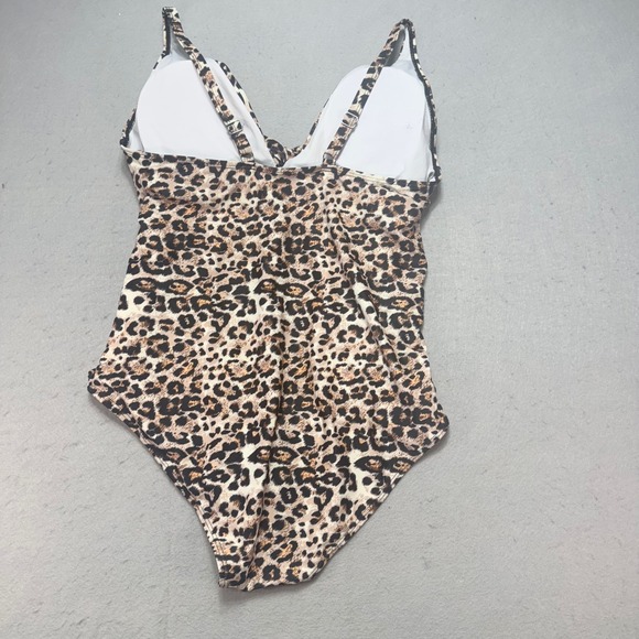 XXL Leopard Print One Piece Swimsuit with Black Cover Up Plus Size - Picture 8 of 16